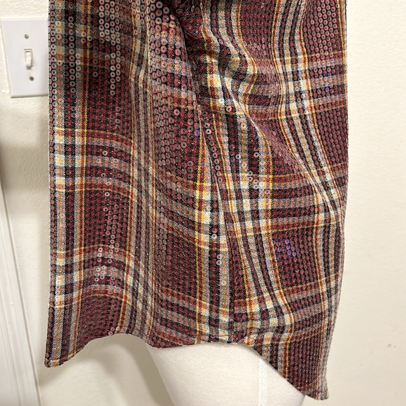 Sequin Plaid Button-Up Shirt - Picture 8 of 10